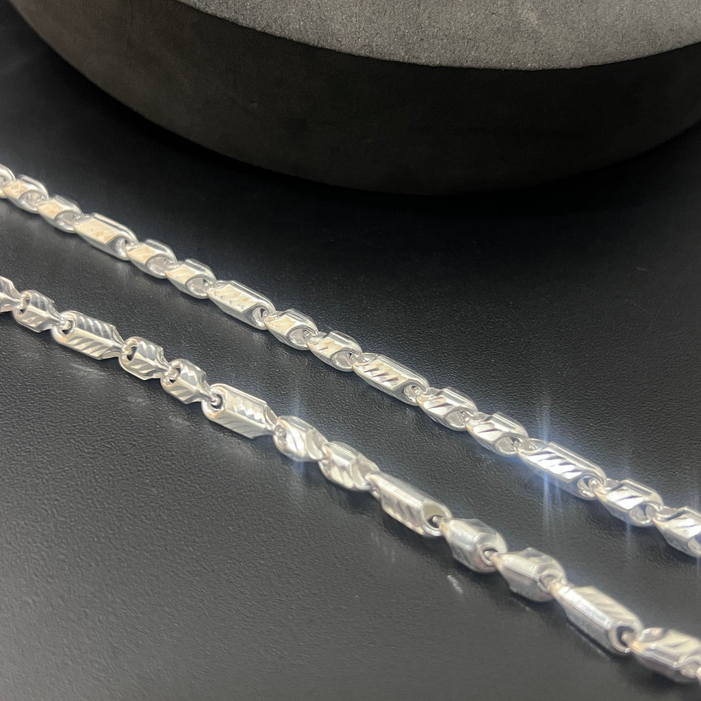 Silver Mens Chain Leaf Link Lock 925