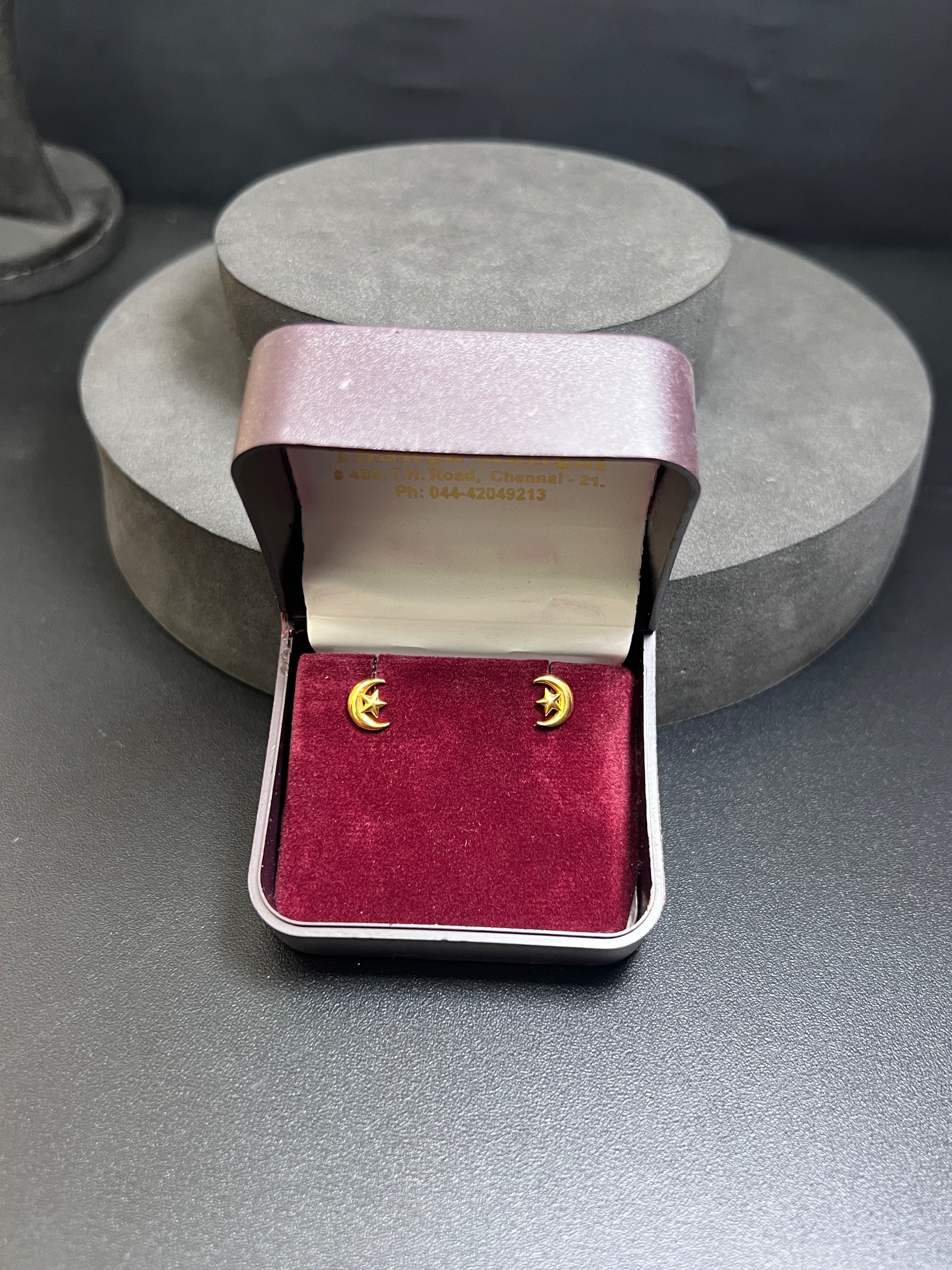 Gold Studs Moon & Star