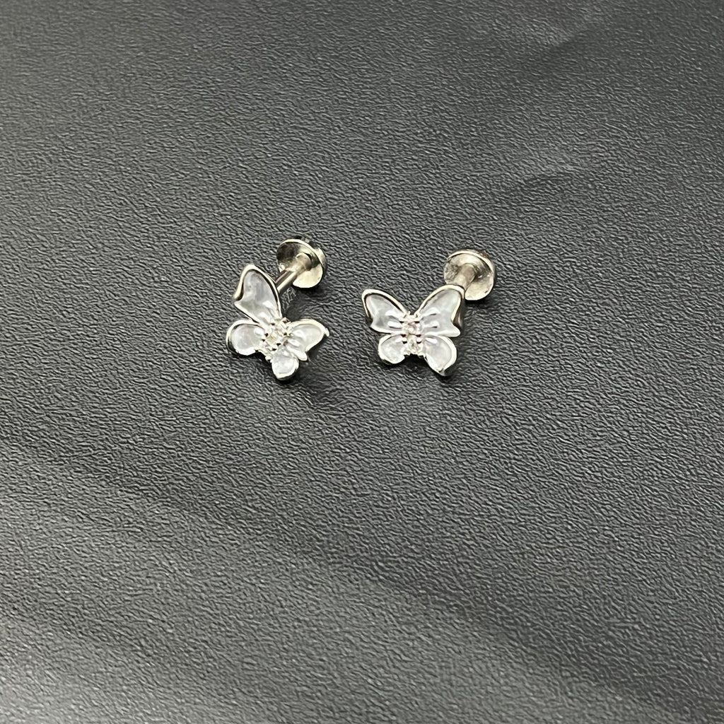 Silver Ladies Stud Butterfly Blue SS 925