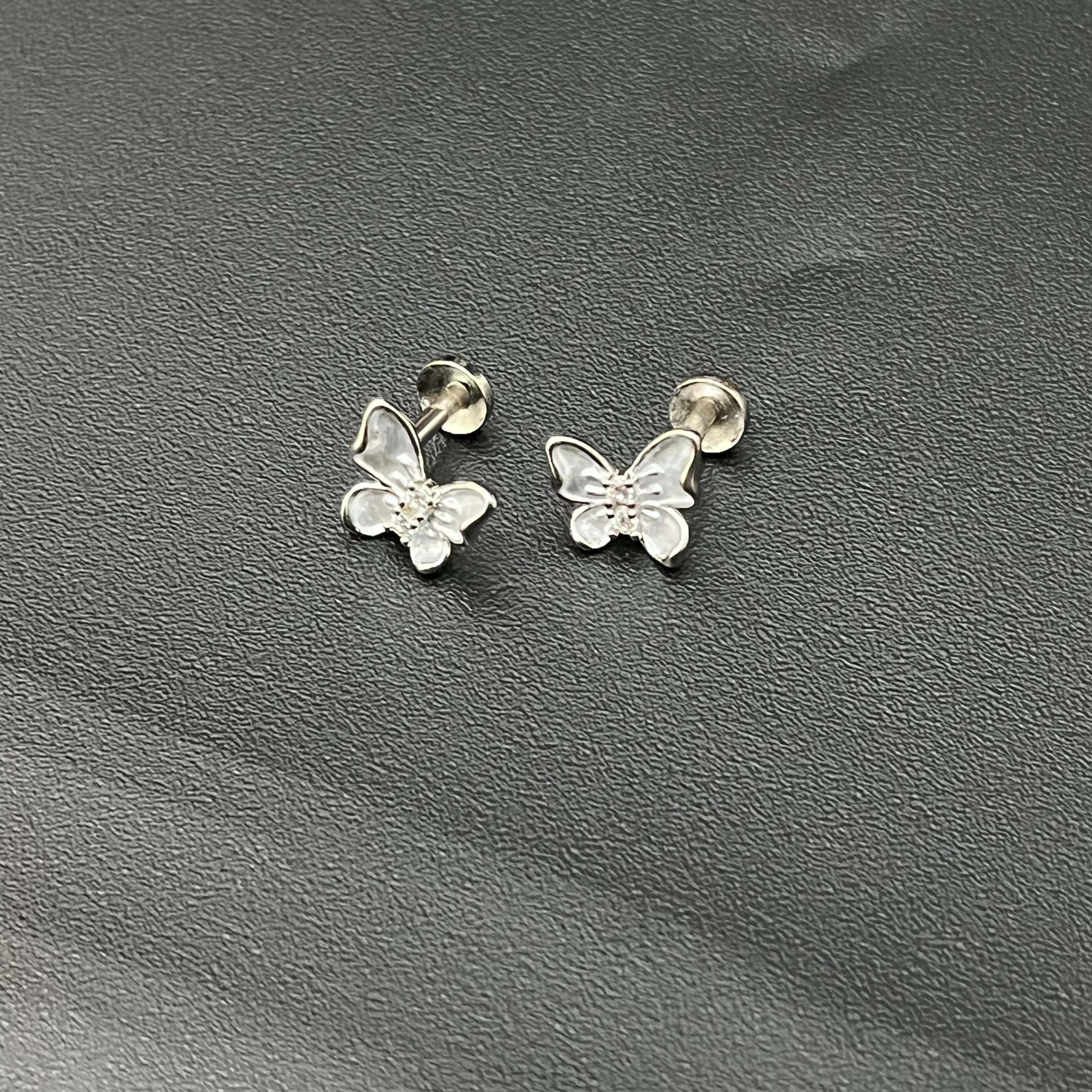 Silver Ladies Stud Butterfly Blue SS 925