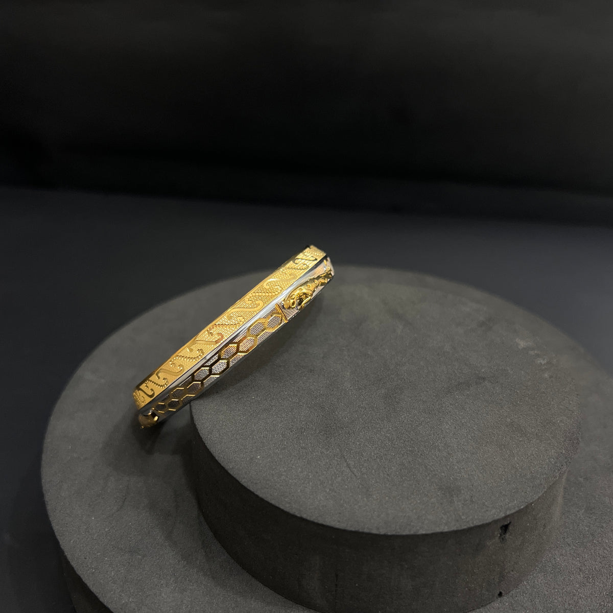 Silver Mens Kada CNC Jaquar DS 1 Gold Polish