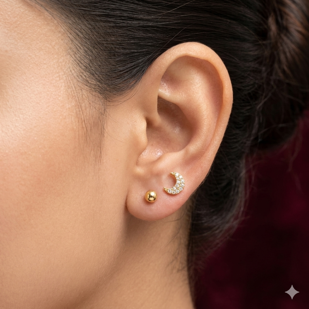 Gold Second stud Moon Stones