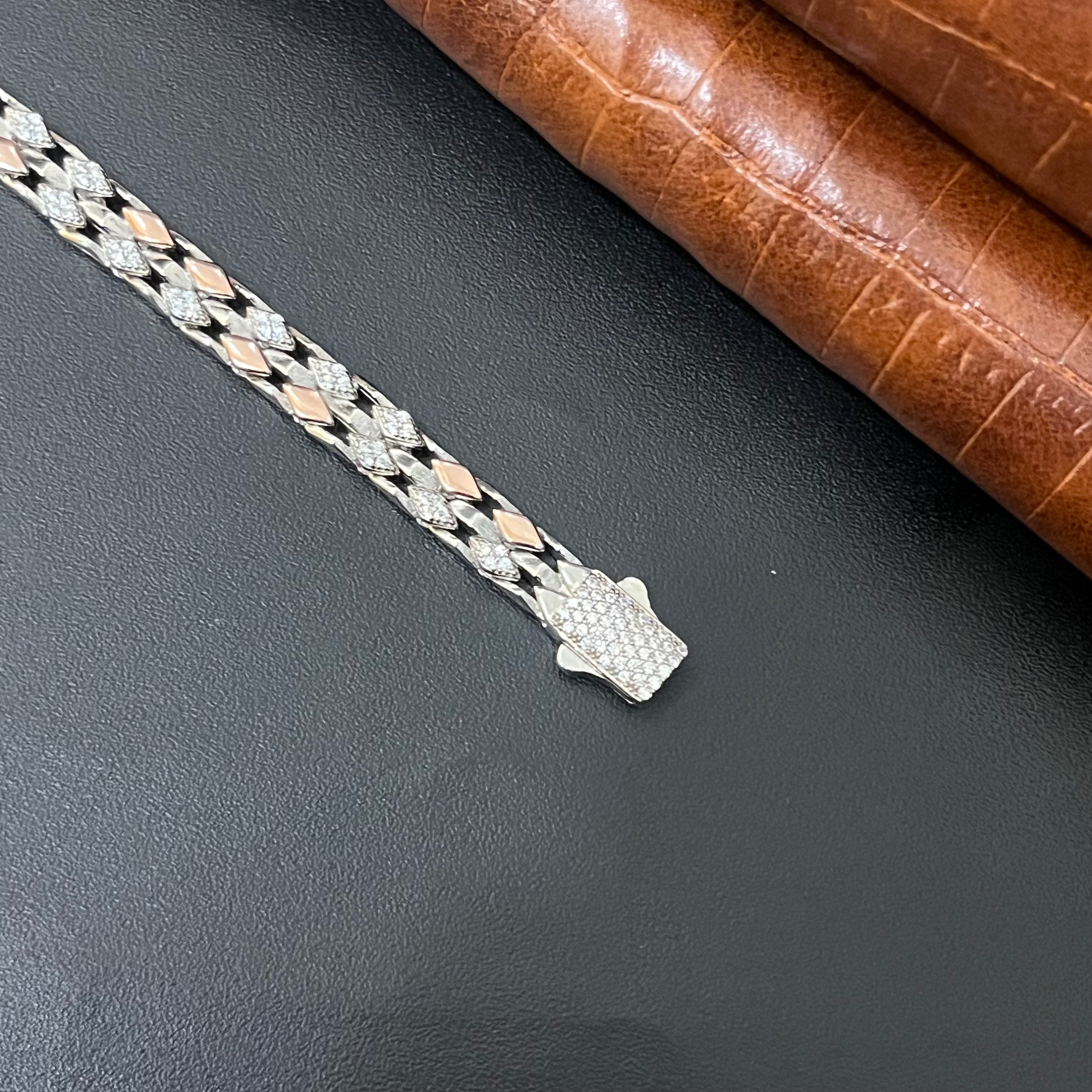 Silver Mens Bracelet Kathli Broad Dual Tone 925