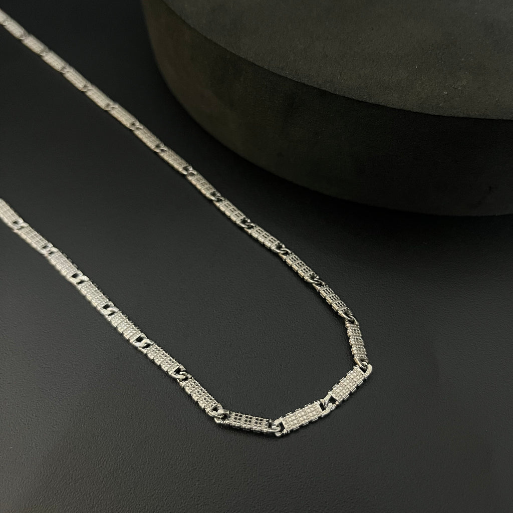 Silver Mens Chain Italian Slash Silver Cut 925