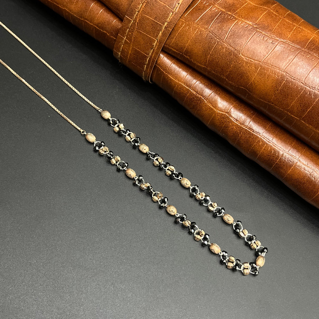 Silver Ladies Pendant Chain Elegant Black Bead Rose Gold Charm 925