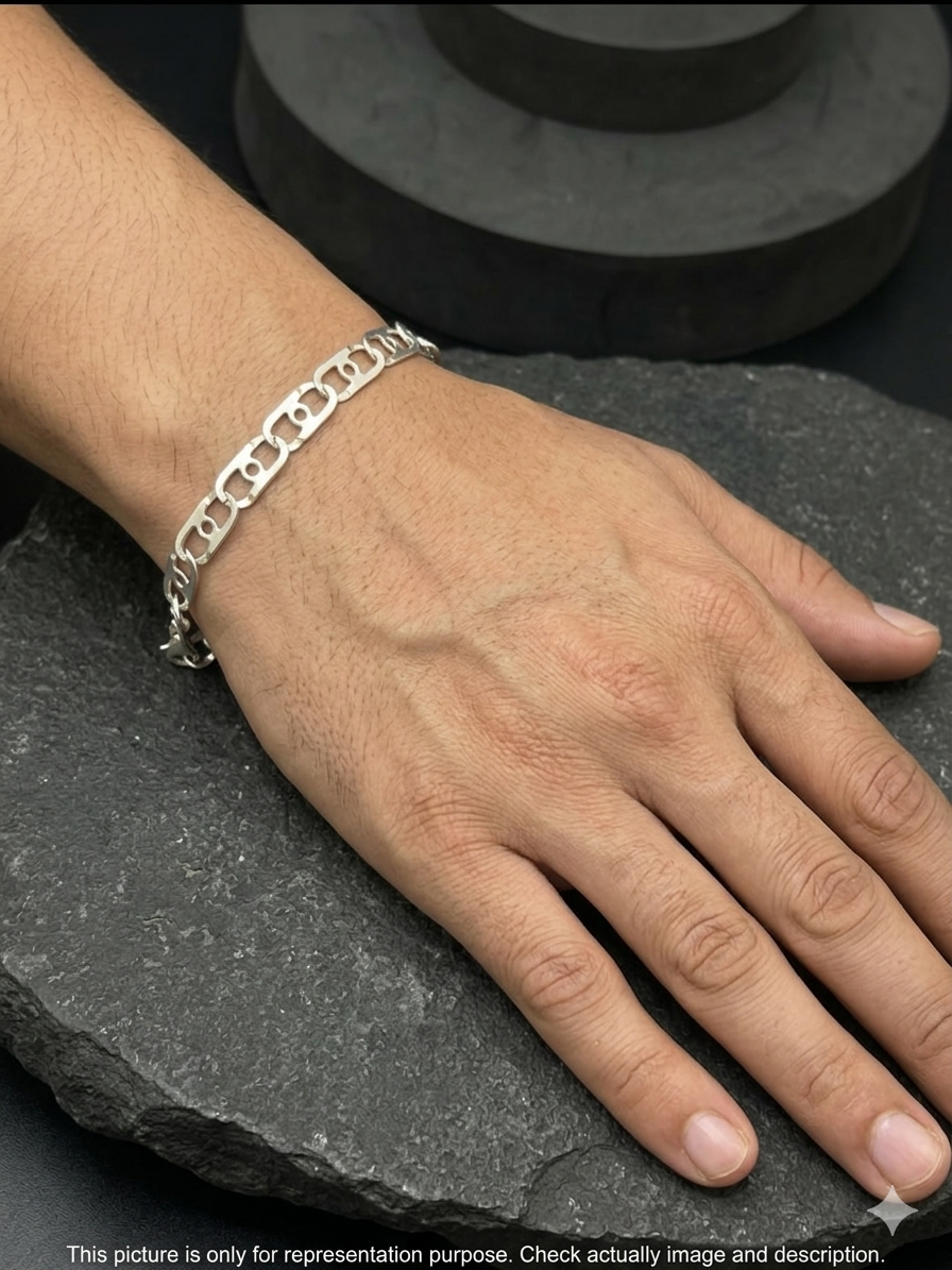 Silver Gents Bracelet Oval Lock
