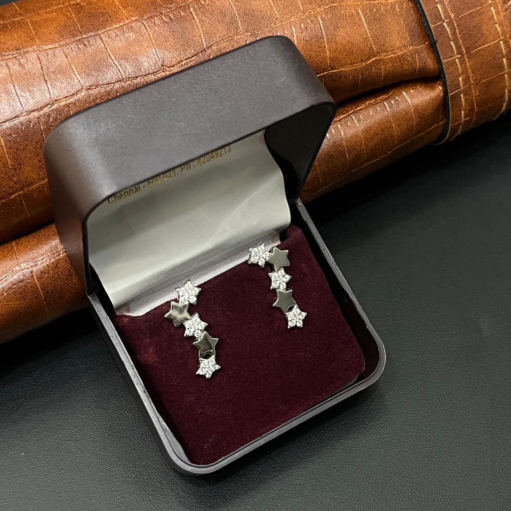 Silver Ladies  Earcuffs Stars Matte
