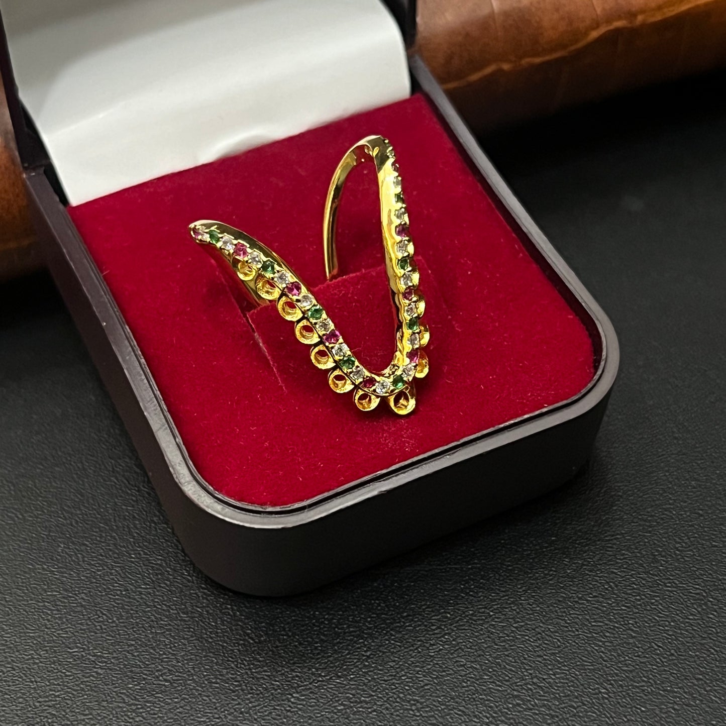 Silver Vanki Ring Gold Finished Multi Colour