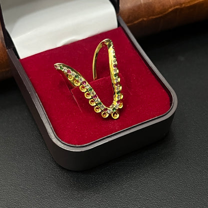 Silver Vanki Ring Gold Finished Multi Colour