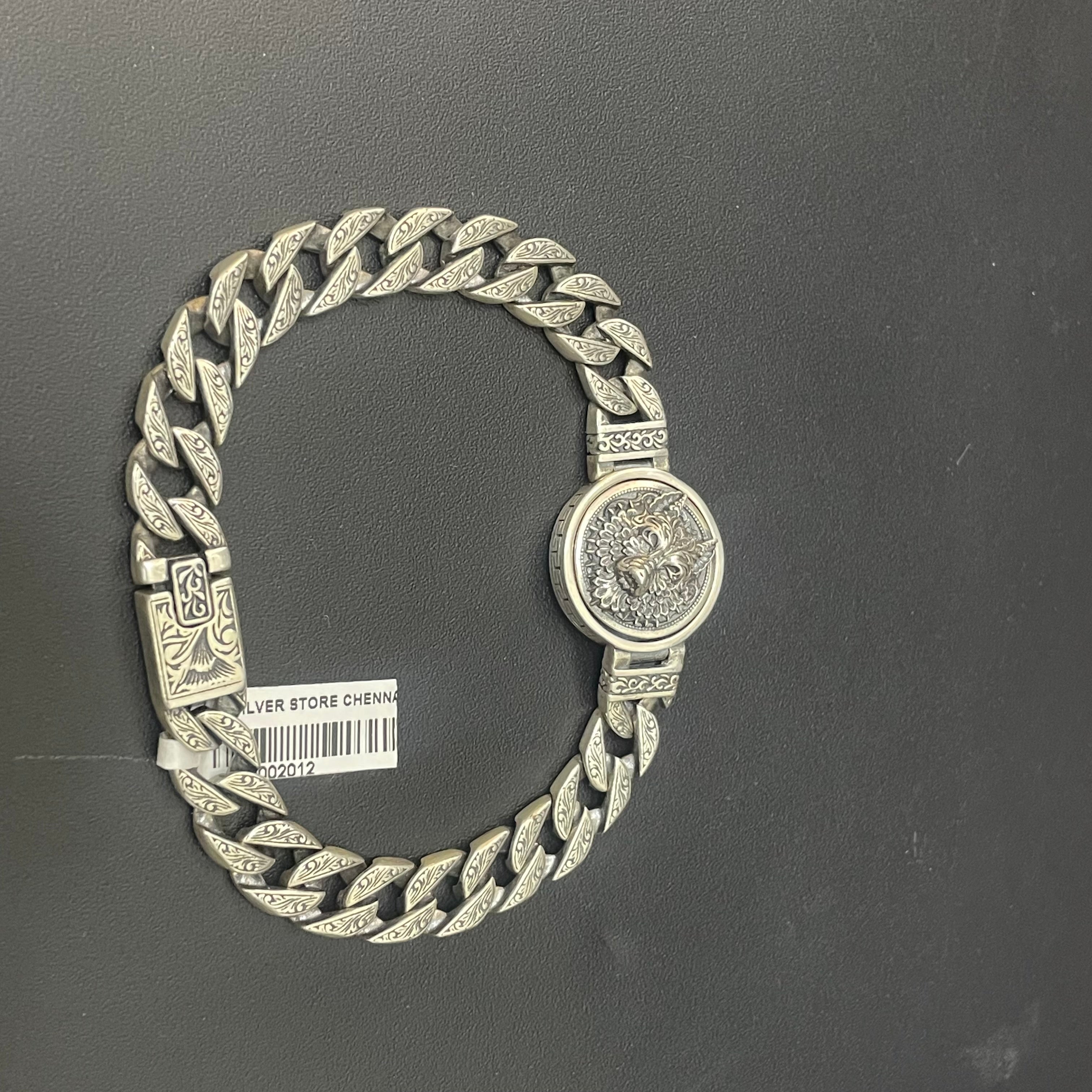 Mens  Silver Bracelet  Lion