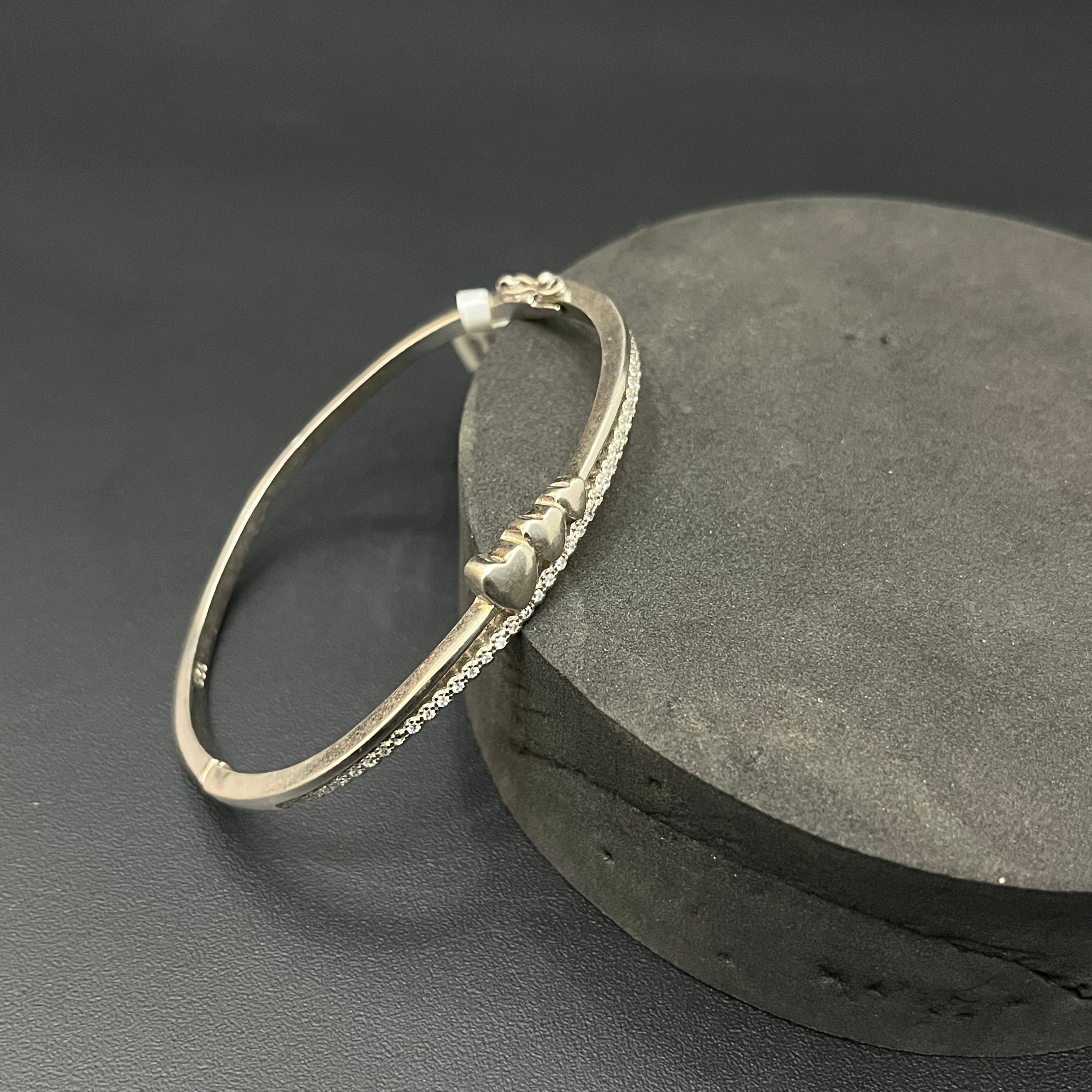 Silver ladies Kada 3 Heart