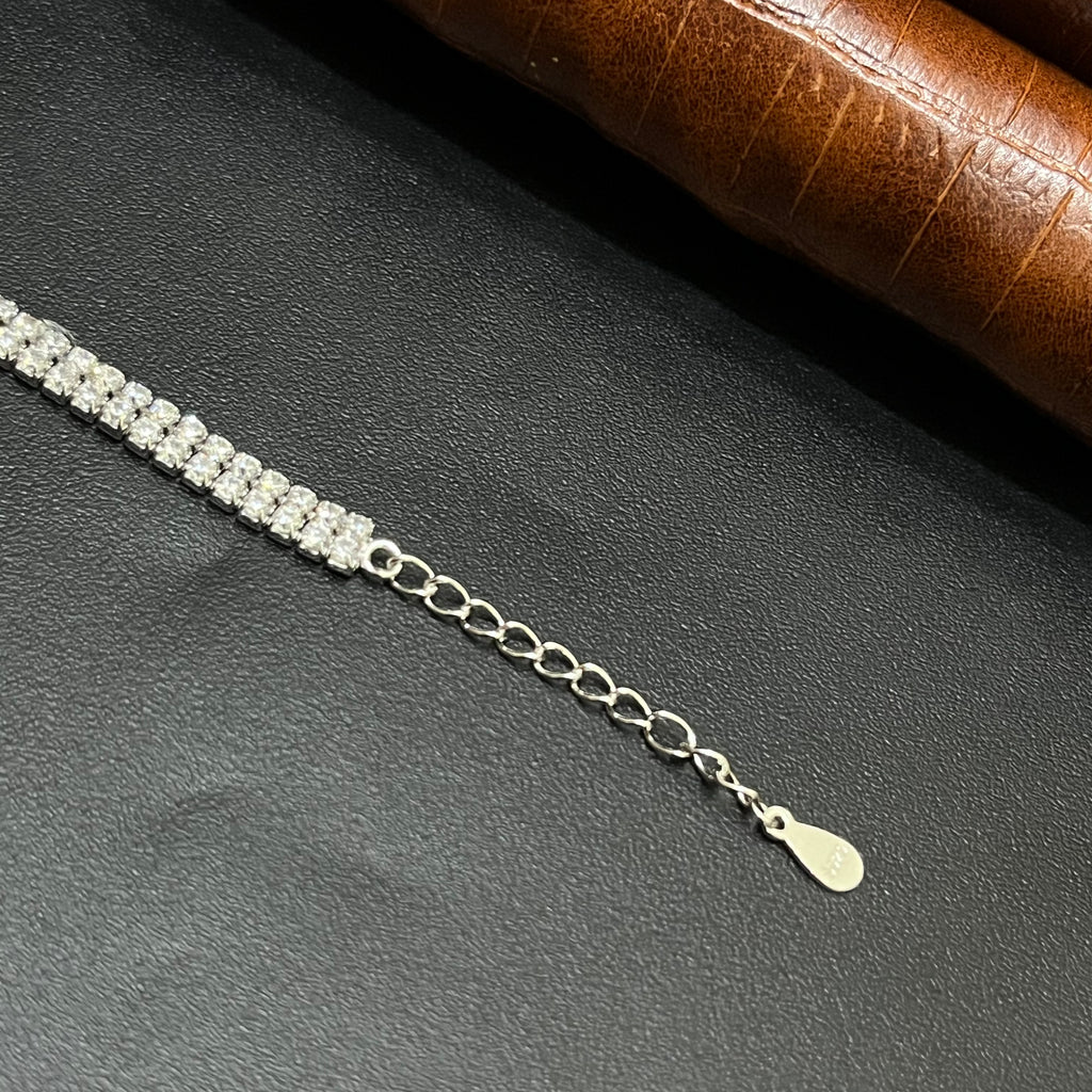 Silver Mens Bracelet Arrow With Stone Rose Gold M03 925