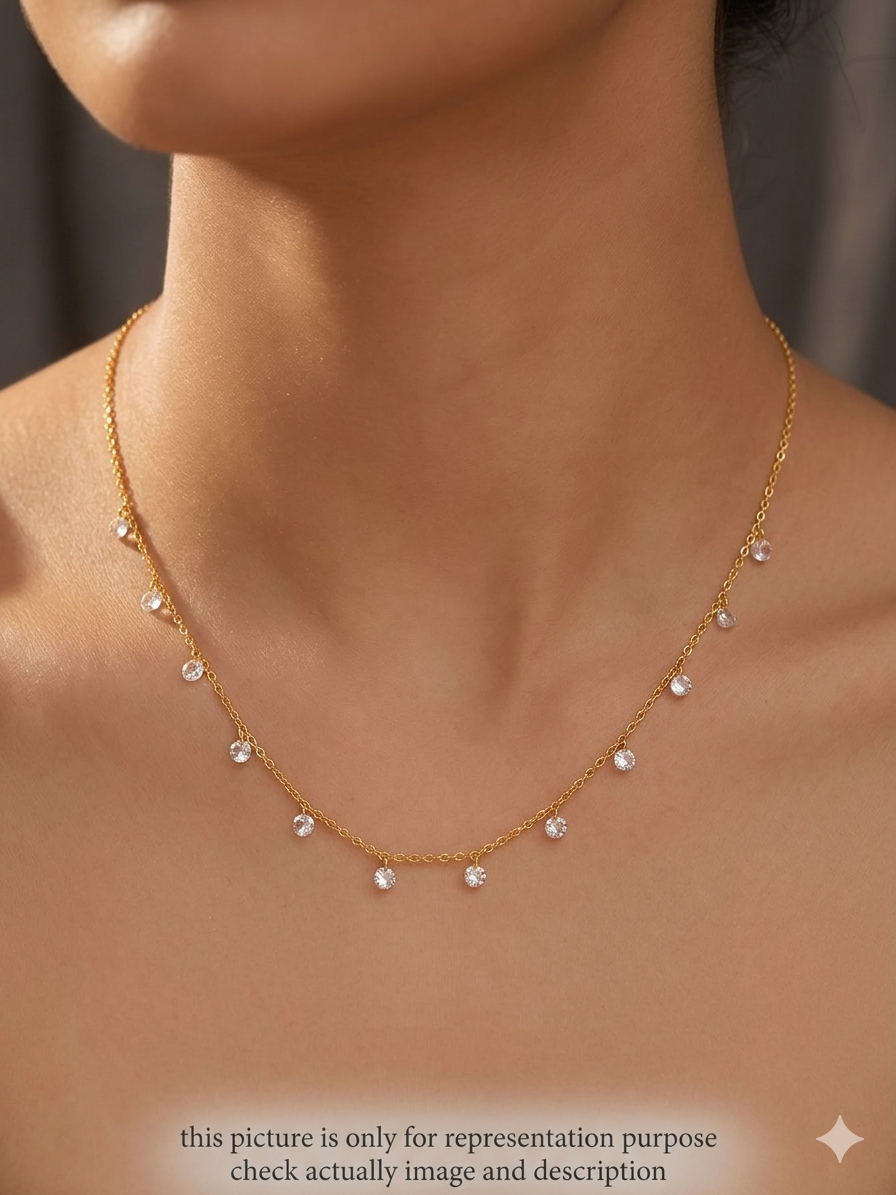 Silver Ladies Swaroski Gold Finished Chain