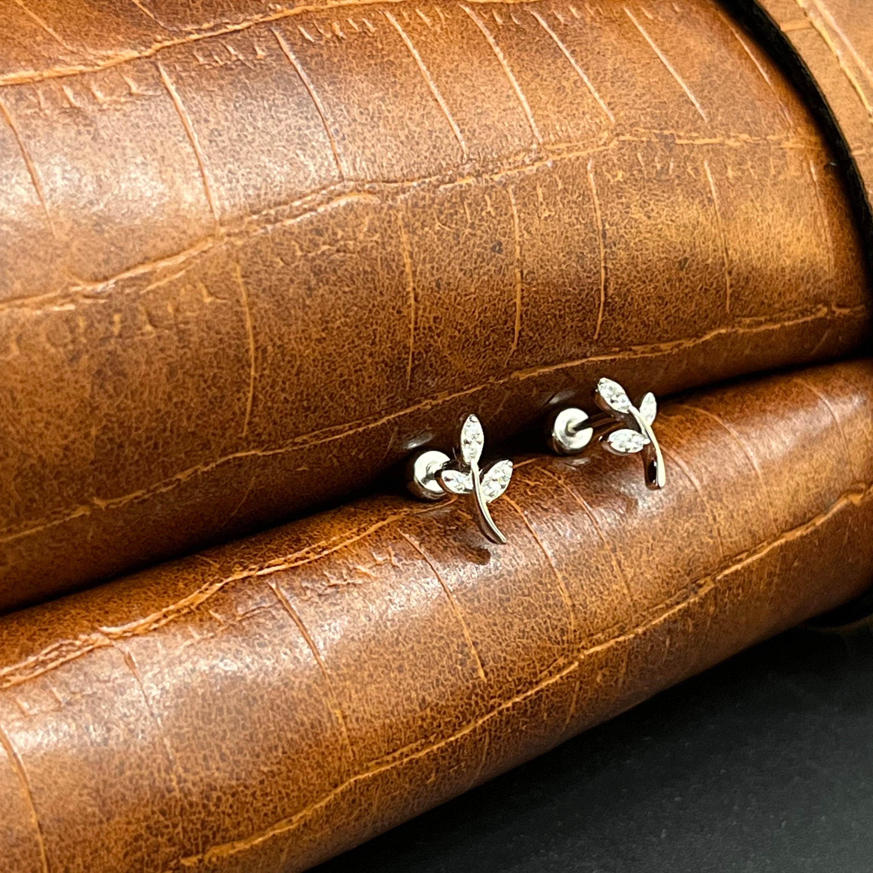 Silver Second Studs Flower Petals Leaves Rosegold 925
