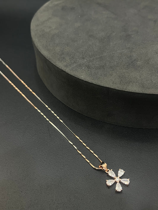 Ladies Silver Chain Flower Rosegold