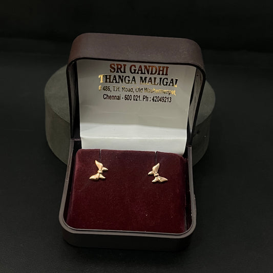 Silver Second Studs Butterfly Rosegold