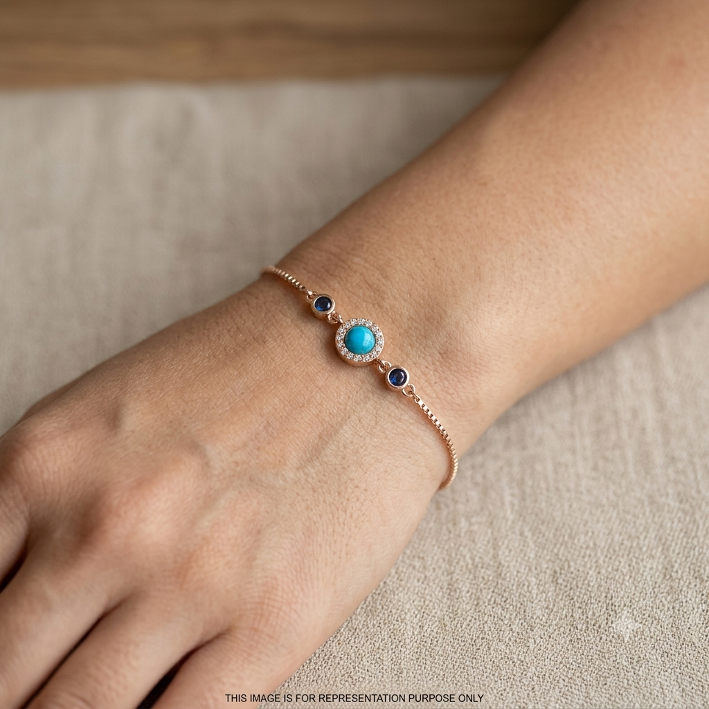 Silver Ladies Bracelet Turquoise Crystal Grace Rose Gold 925