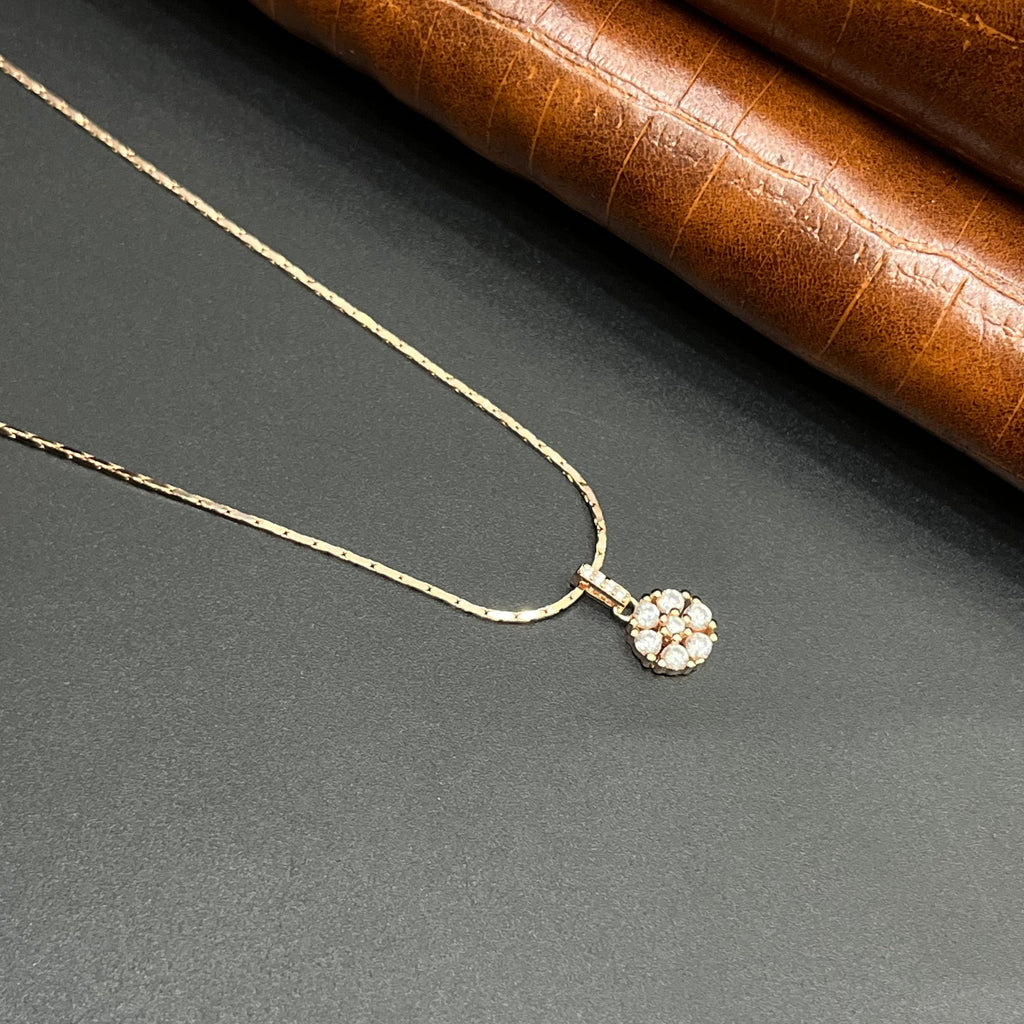 Silver Ladies Pendant Crystal Flower Cluster Rose Gold M01 925