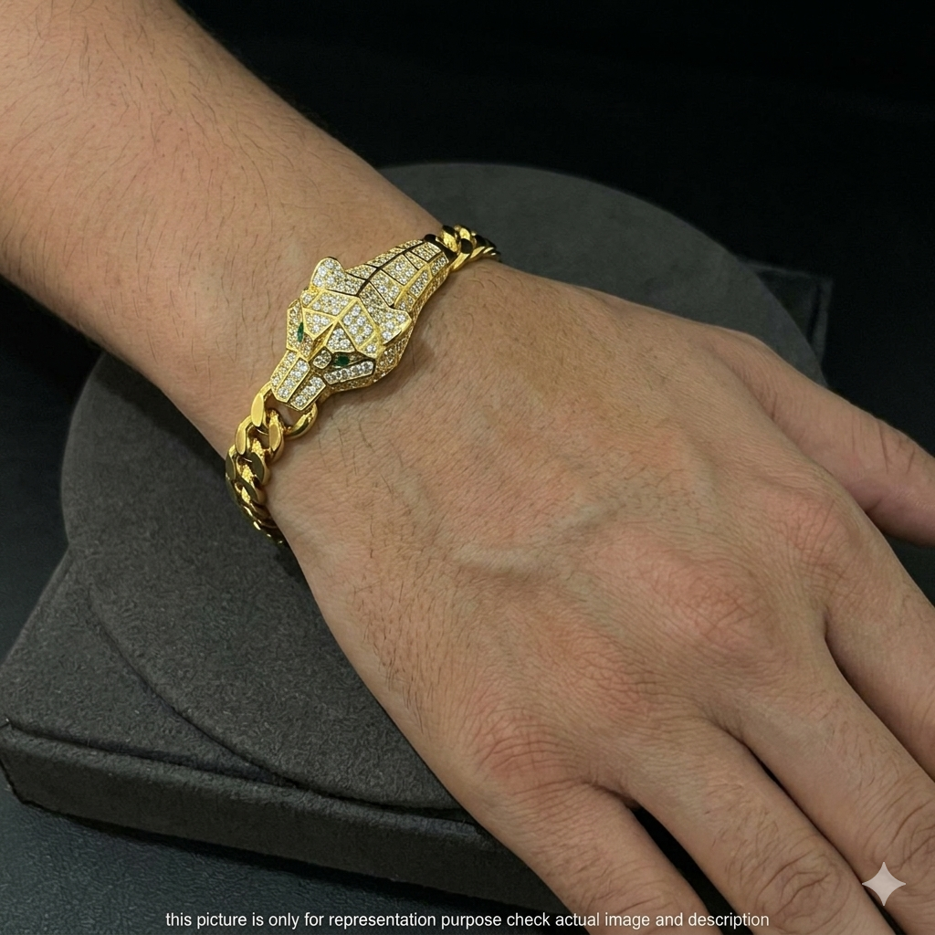 Silver Jaguar Bracelet Gold Finished