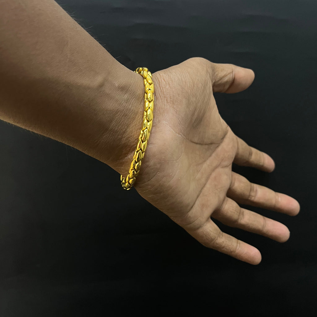Silver Mens Bracelet Oval Kathli Gold Polish
