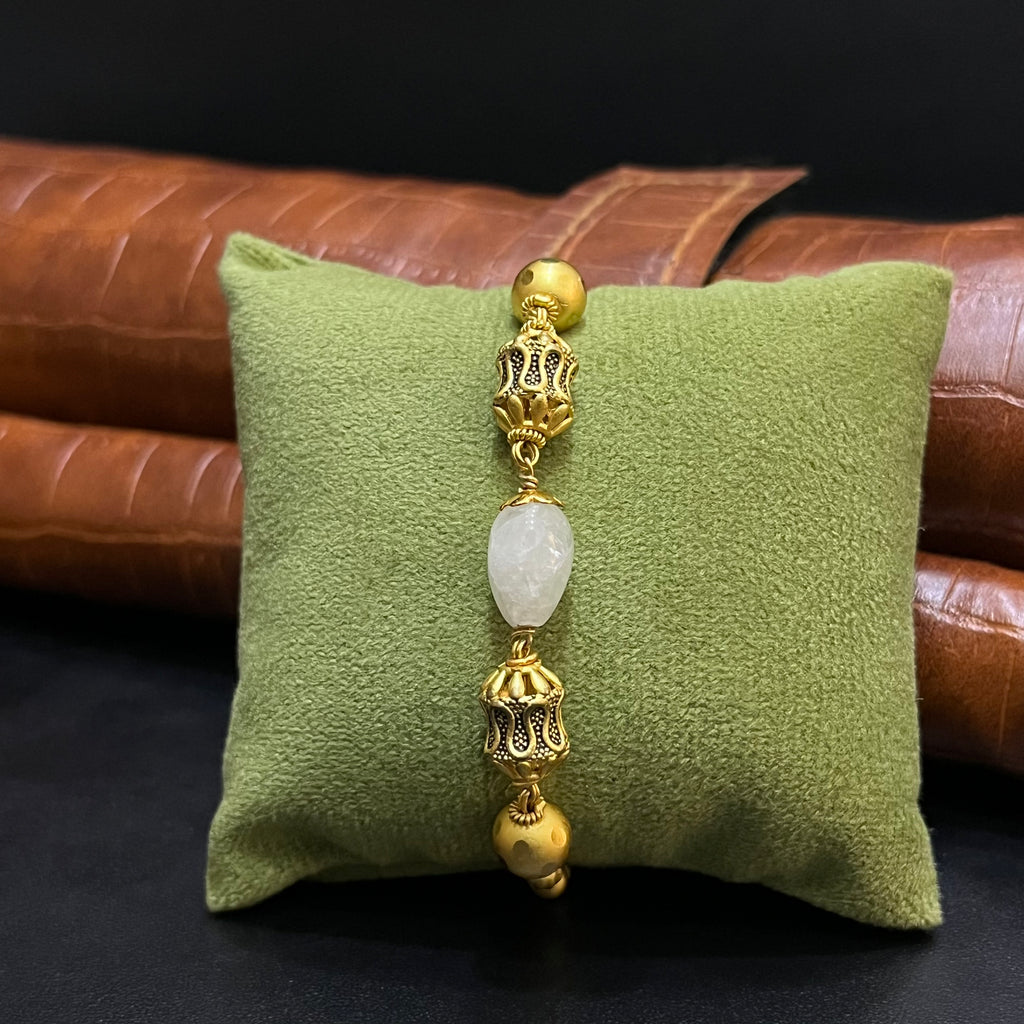 Silver Ladies Bracelet Divine Antique Beads Gold Finish 925
