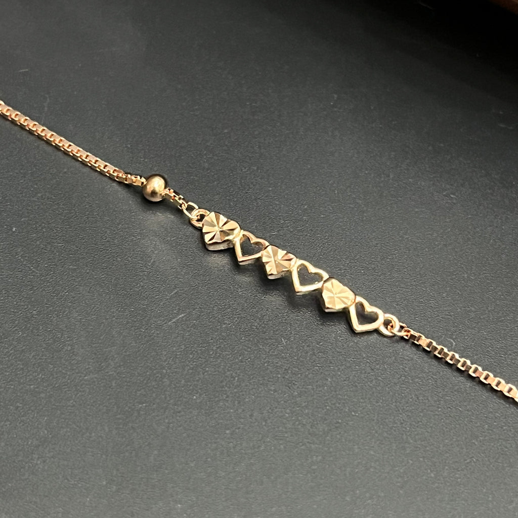 Silver Ladies Bracelet Golden Heart & Star Link Rose Gold 925