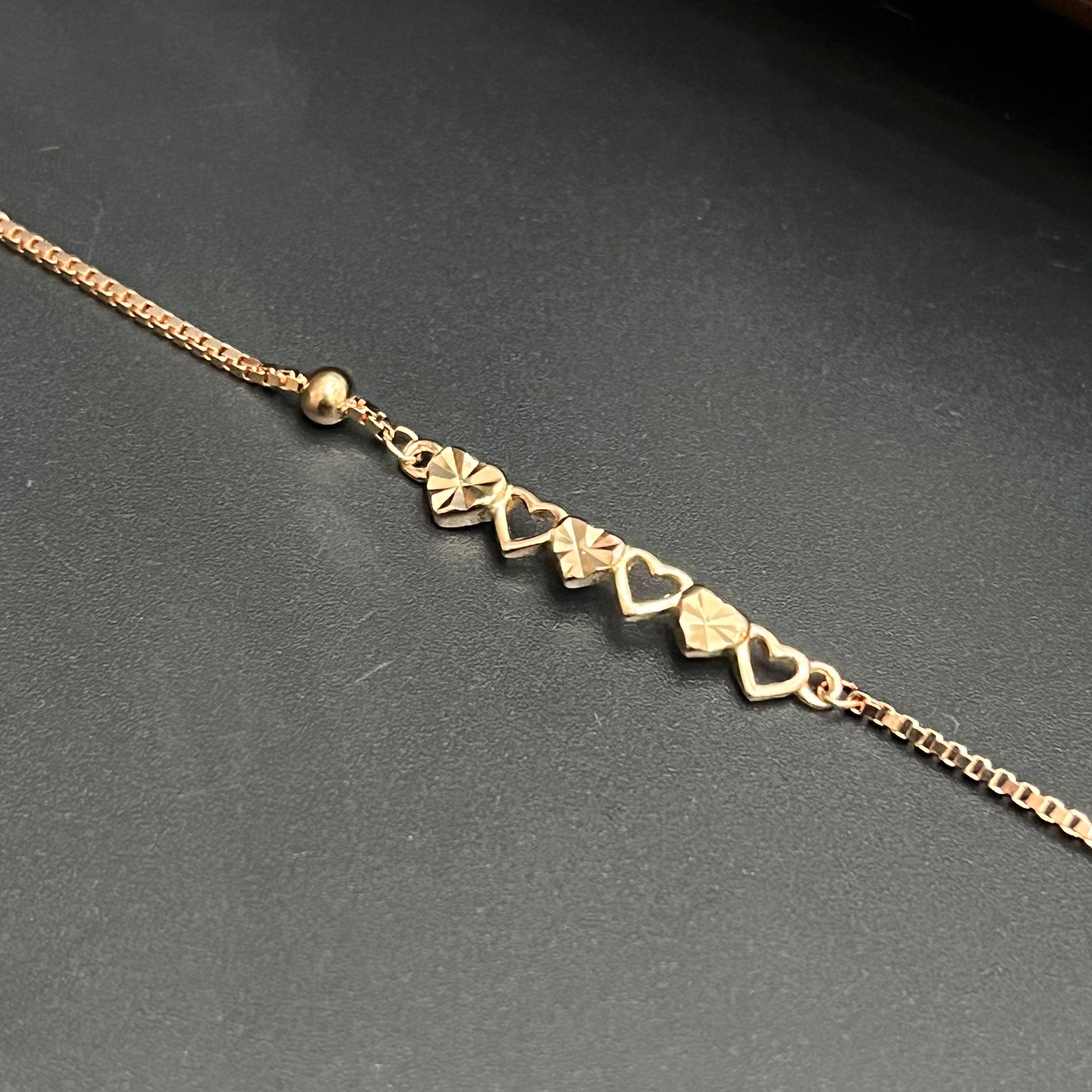 Silver Ladies Bracelet Golden Heart & Star Link Rose Gold 925
