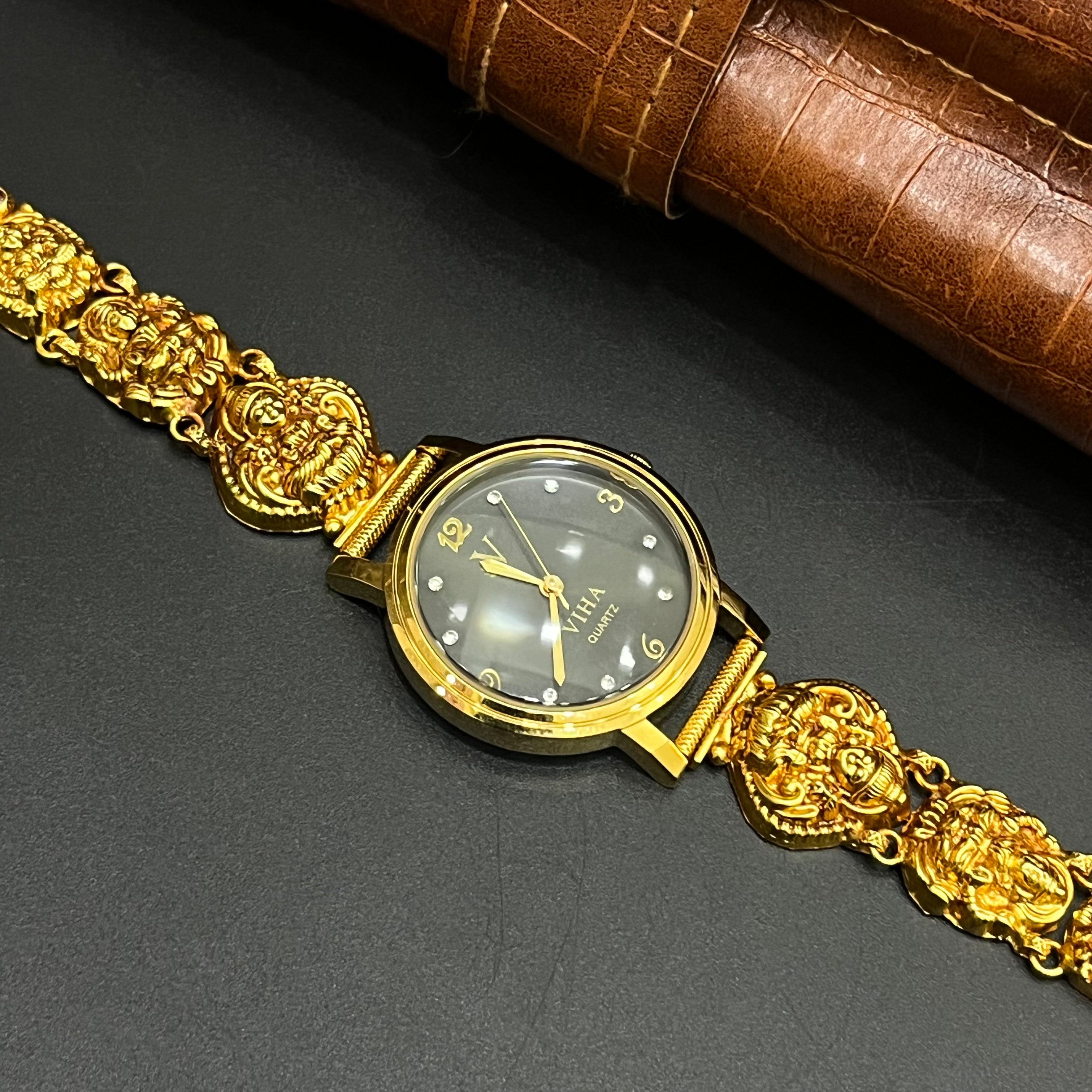 Silver Ladies Watch Antique Lakshmi Heritage Coin Gold Finish 925