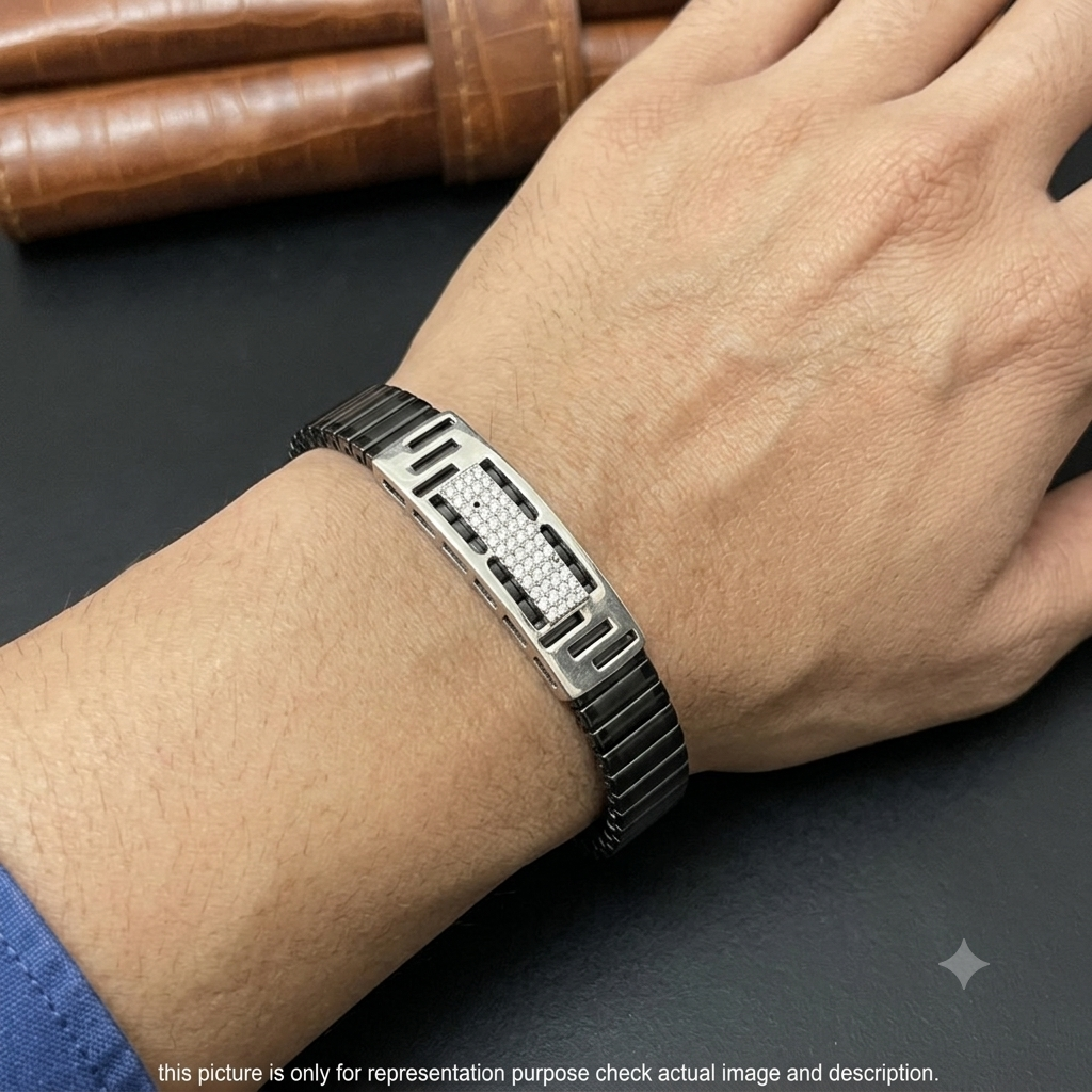 Silver Mens Flexible Bracelet FB9 925