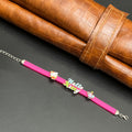 Silver Kids Bracelet Cute Characters Charms HELLO KITTY Pink Band 925