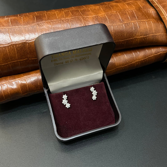 Silver Second Studs Snow Flake Stars SS