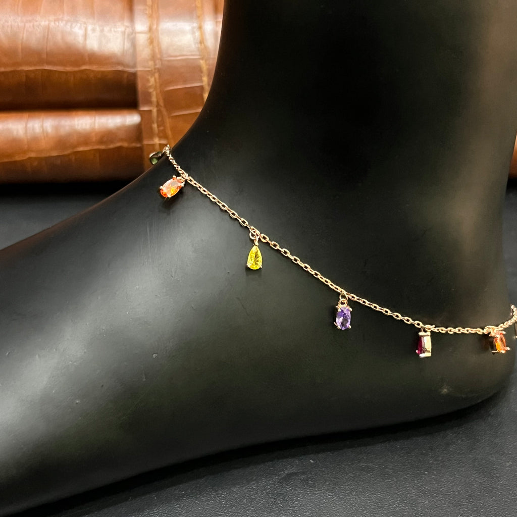 Silver Ladies Anklet Multicolor Grace Chain Rose Gold 925