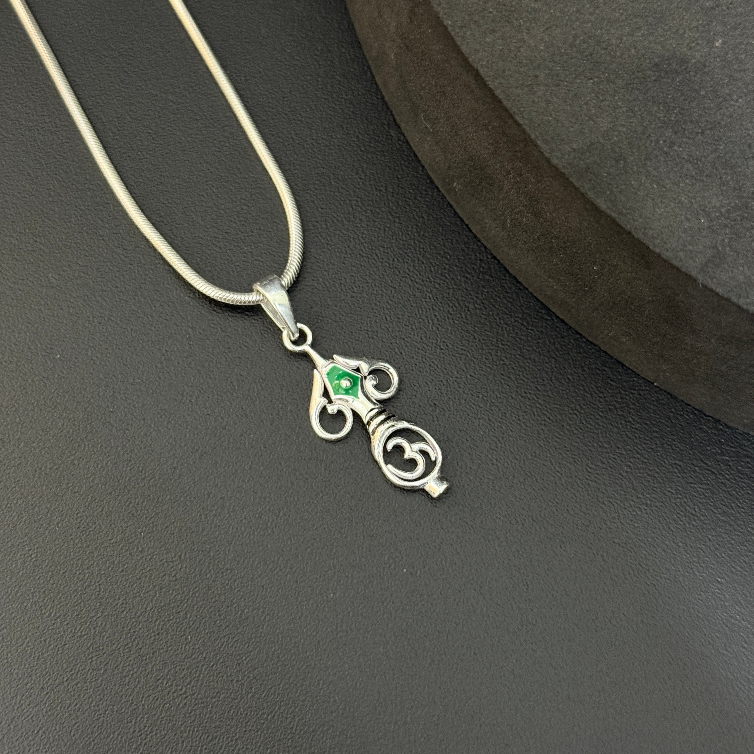Silver Pendant Om & Trishul
