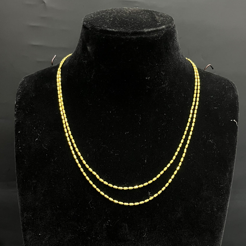 Silver Ladies Chain Classic Beaded Double Layer Gold Finish 925