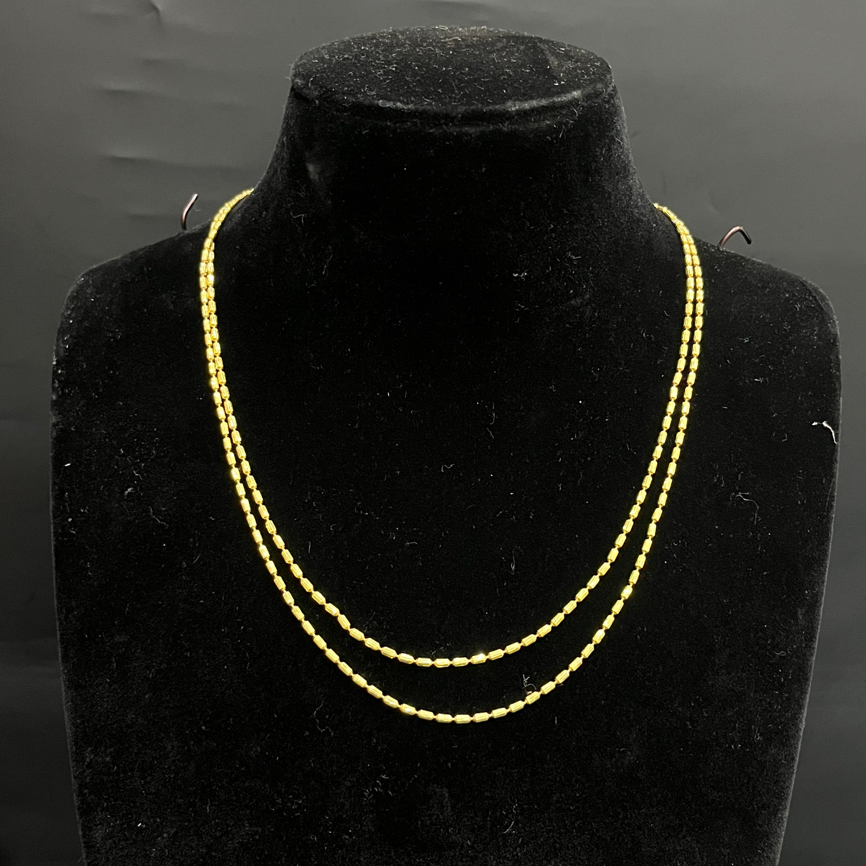 Silver Ladies Chain Classic Beaded Double Layer Gold Finish 925