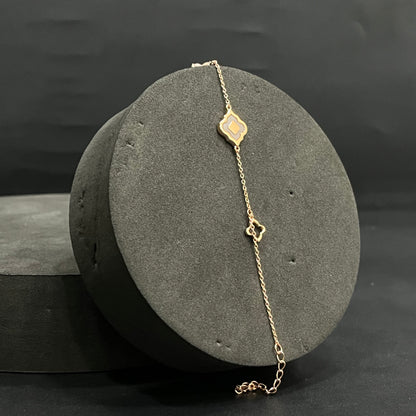 Silver Ladies Bracelet Rosegold clover Charms