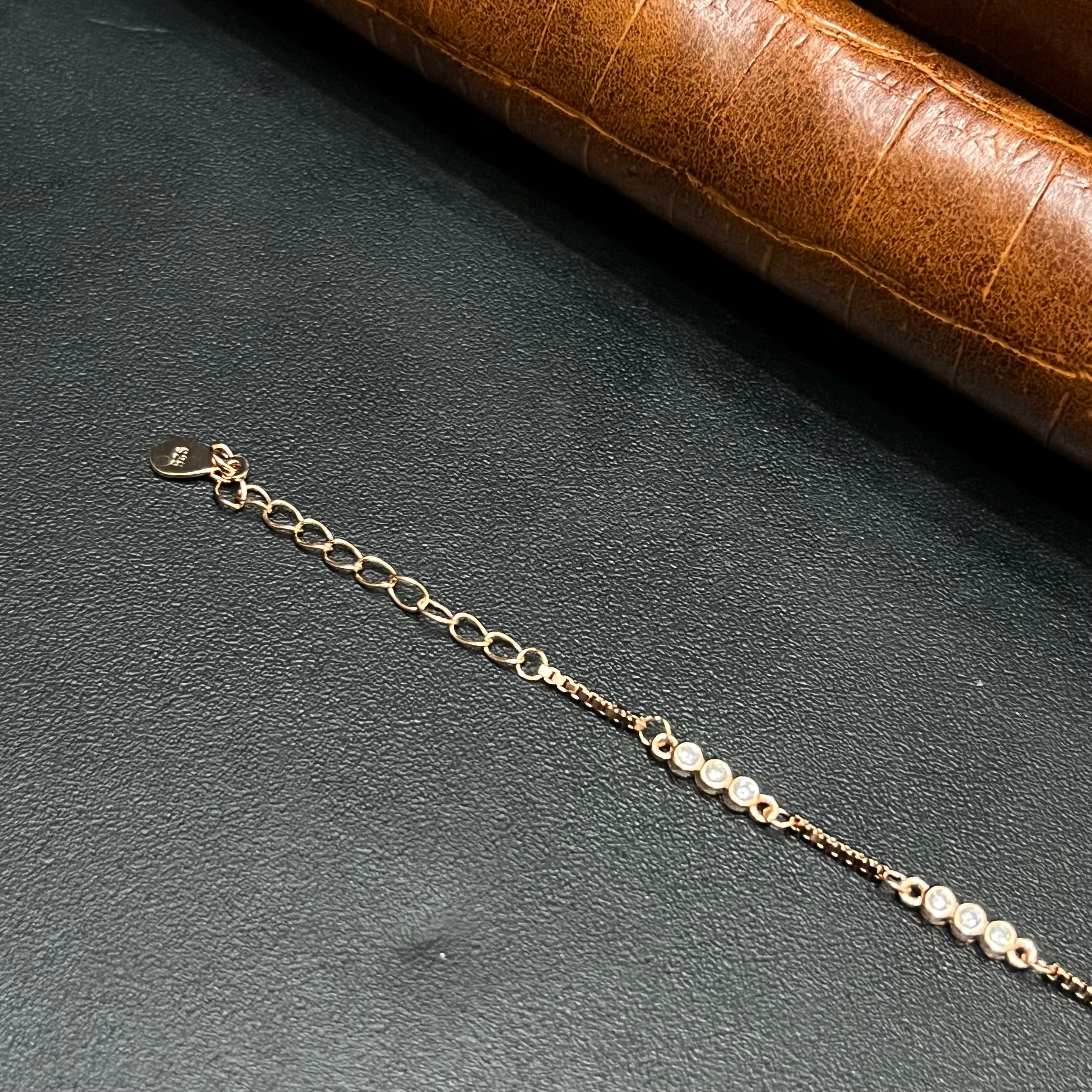 Silver Ladies Bracelet Blue Crystal Marquise Link Rose Gold 925