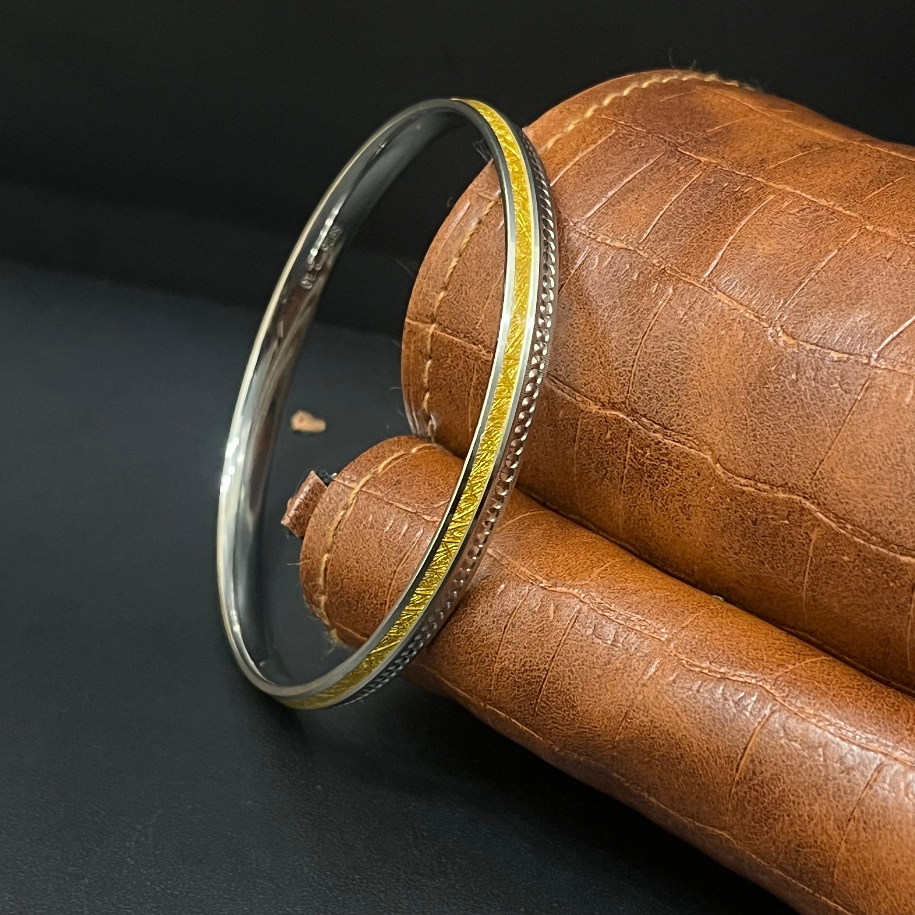 Silver Mens Kada Silver Gold Polish Foil