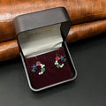 Silver Ladies Stud  Multi Color Rose