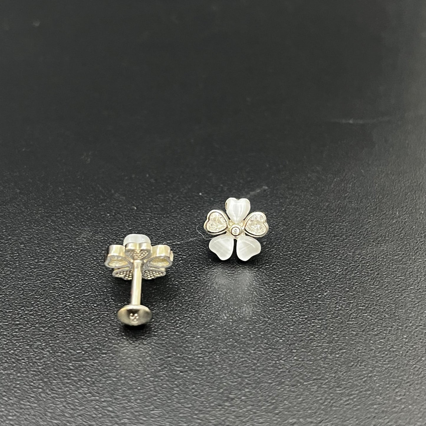 Silver Studs Flower Heart Design