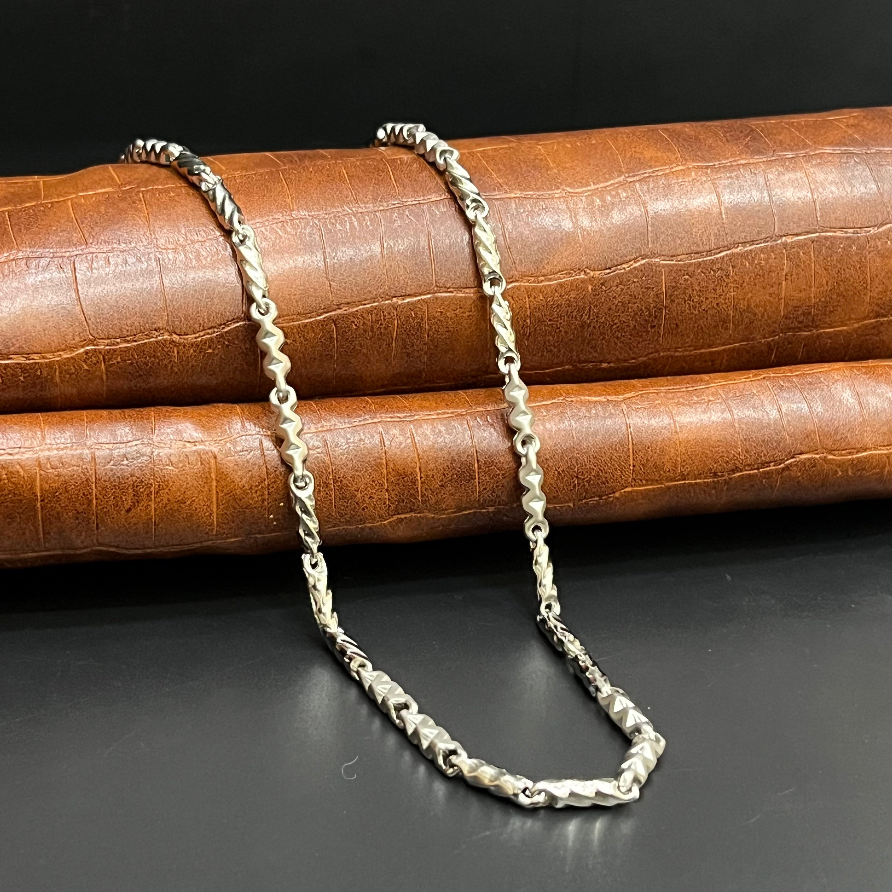 Silver Mens Chain Luxury Wave Fusion Mat Finish M01 925