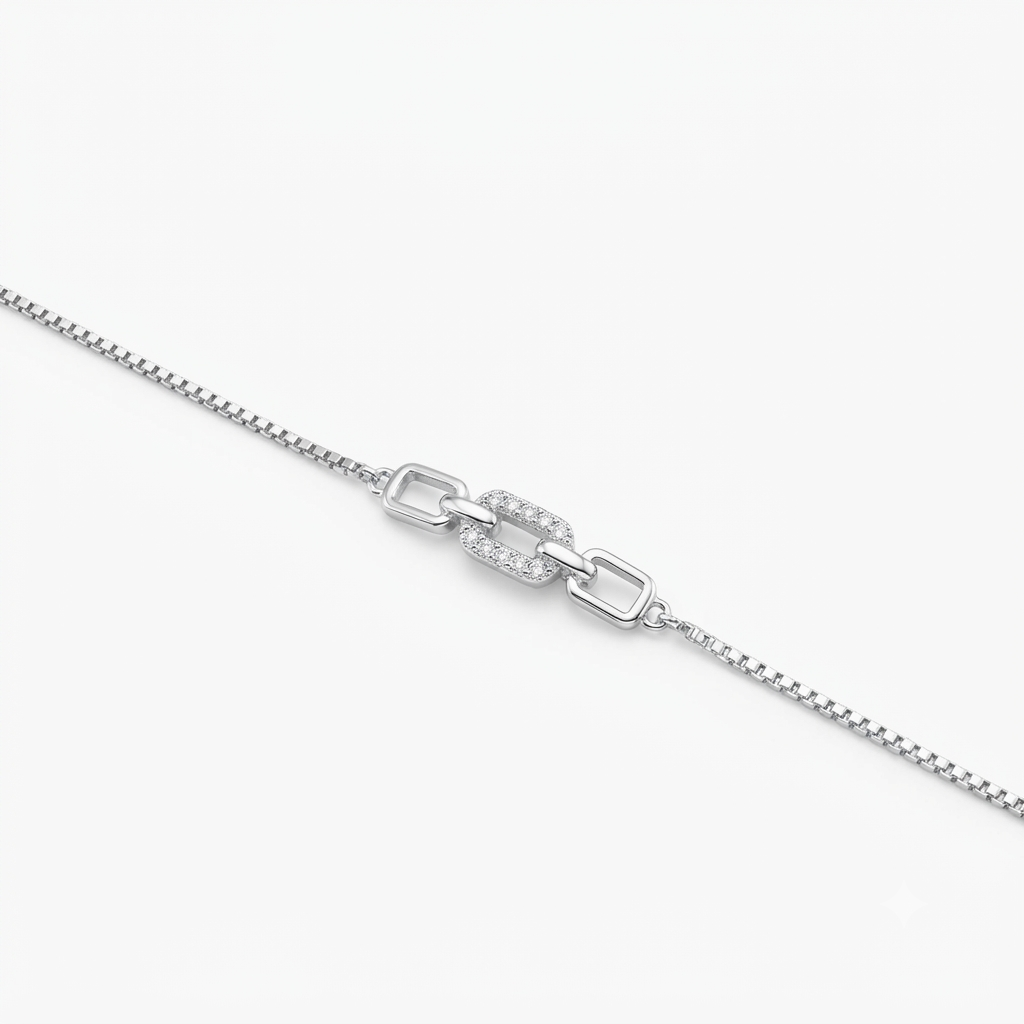 Silver Ladies Bracelet Fabulous Interlock With Stone 1 925