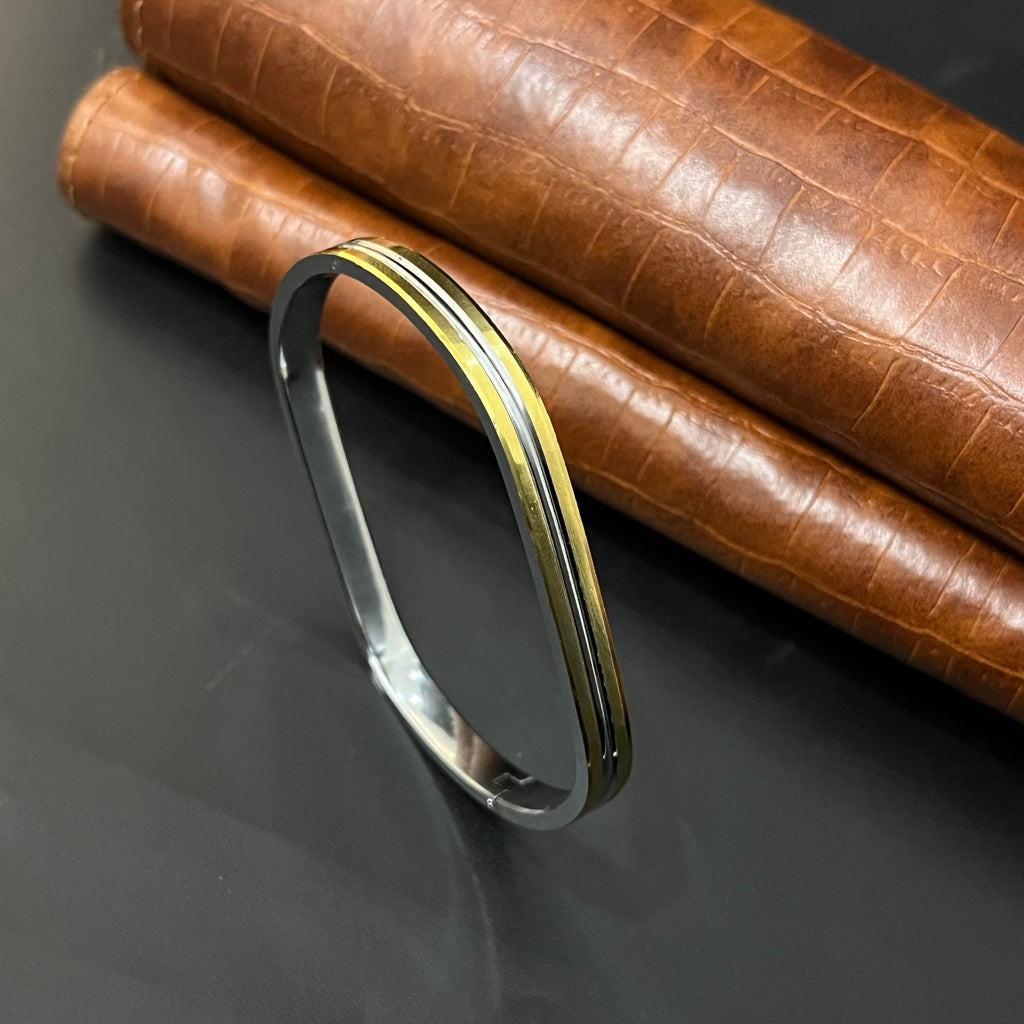 Silver kada Unisex Oval Dual tone K6