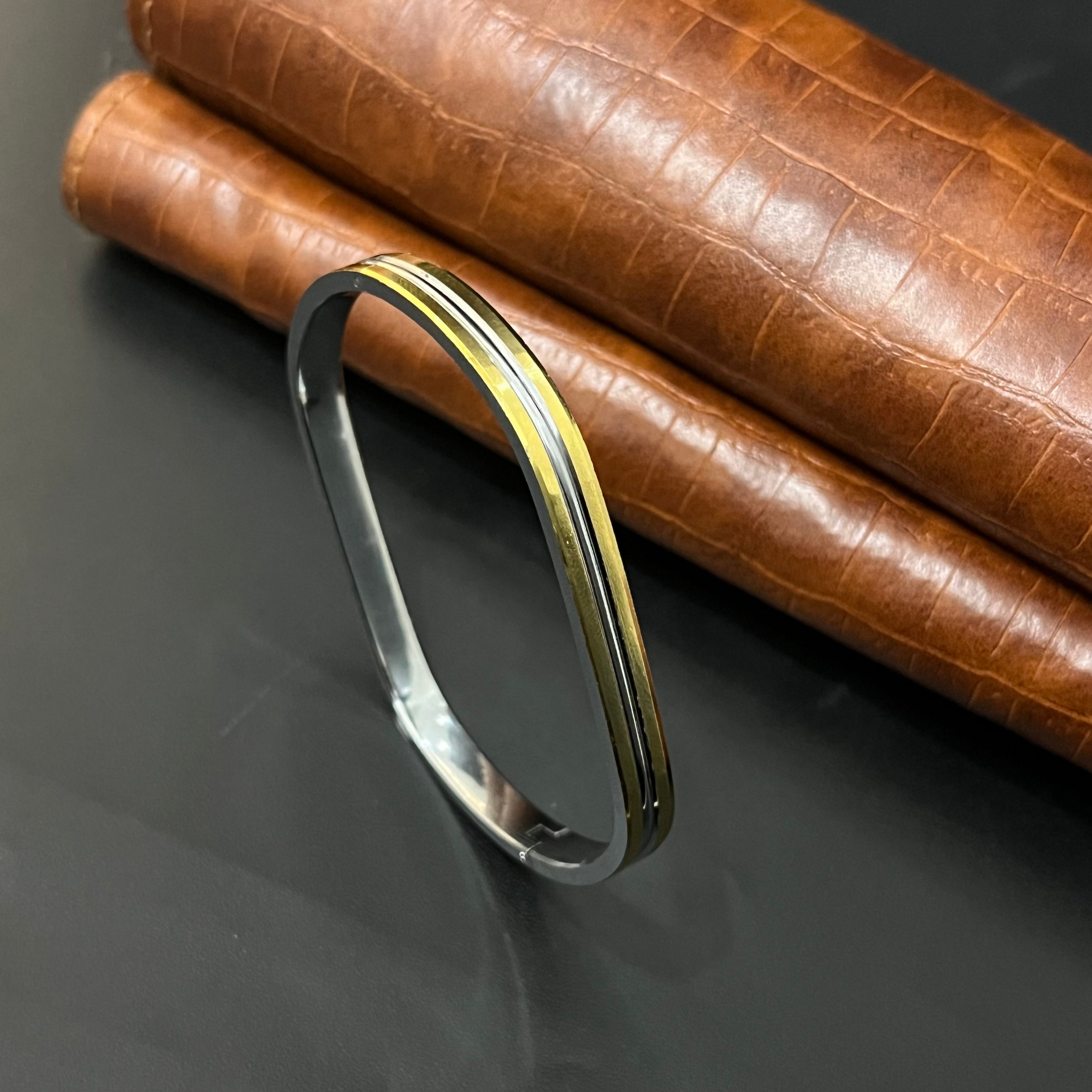 Silver kada Unisex Oval Dual tone K6