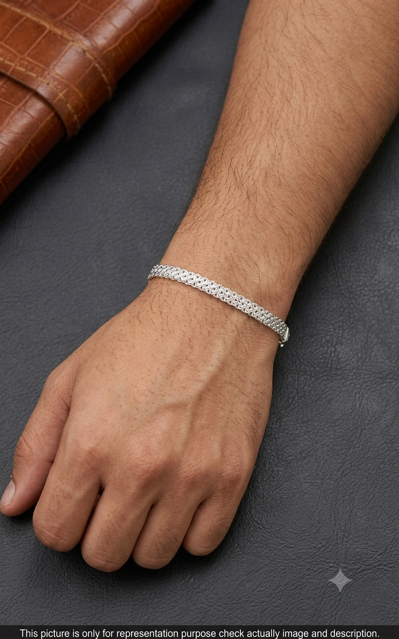Silver Mens Bracelet Flat 1 925