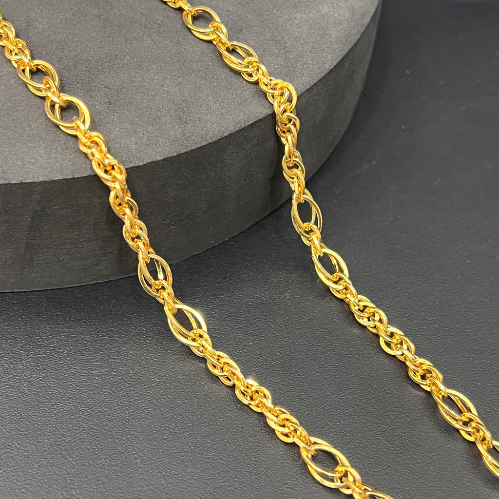 Silver Mens Chain Indo Italian Elite Interlock Oval Link Gold Finish 925