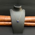 Silver Ladies Pendant Chain Royal Blue Gemstone Rose Gold 925