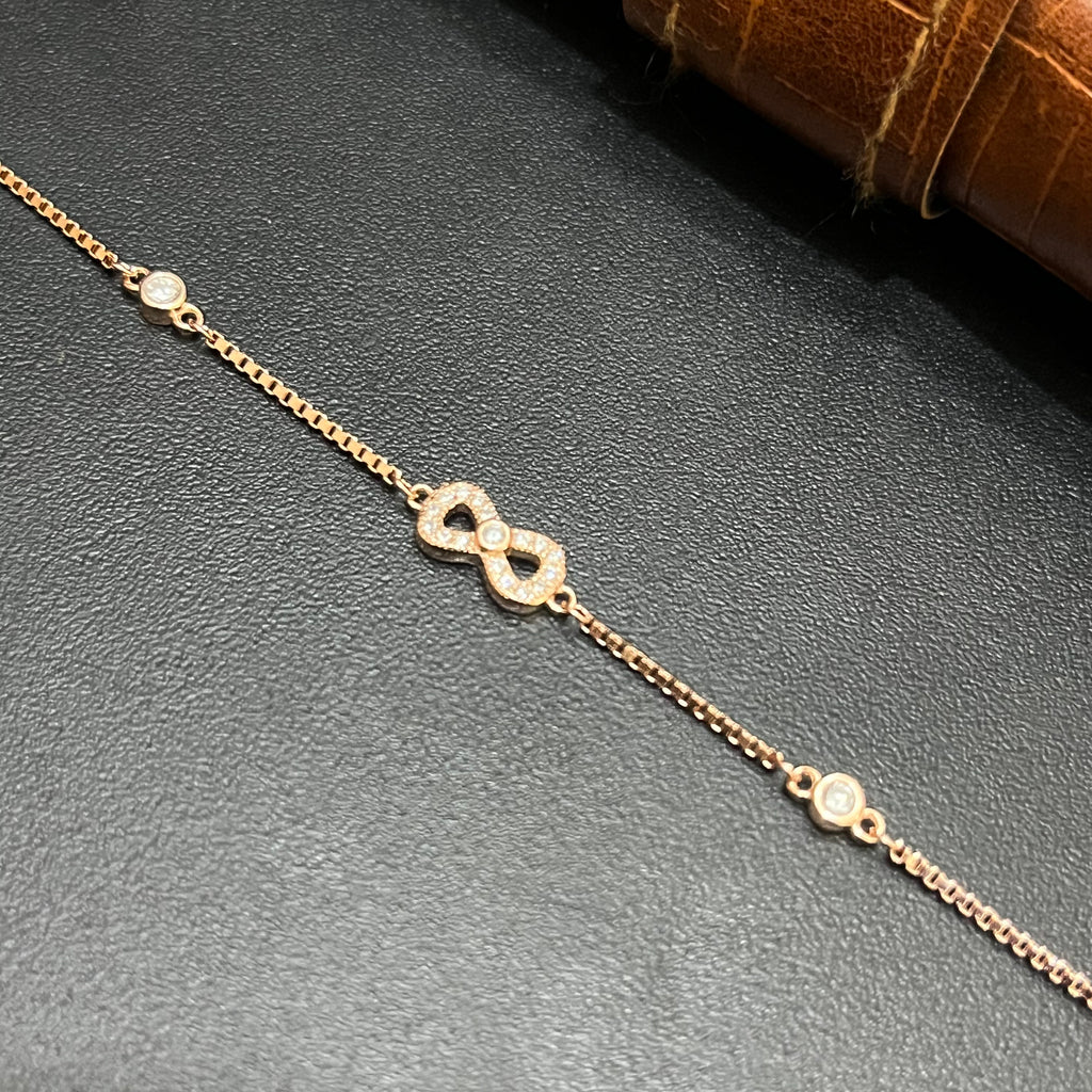 Silver Ladies Bracelet Triple Infinity White Stone Rose Gold 925