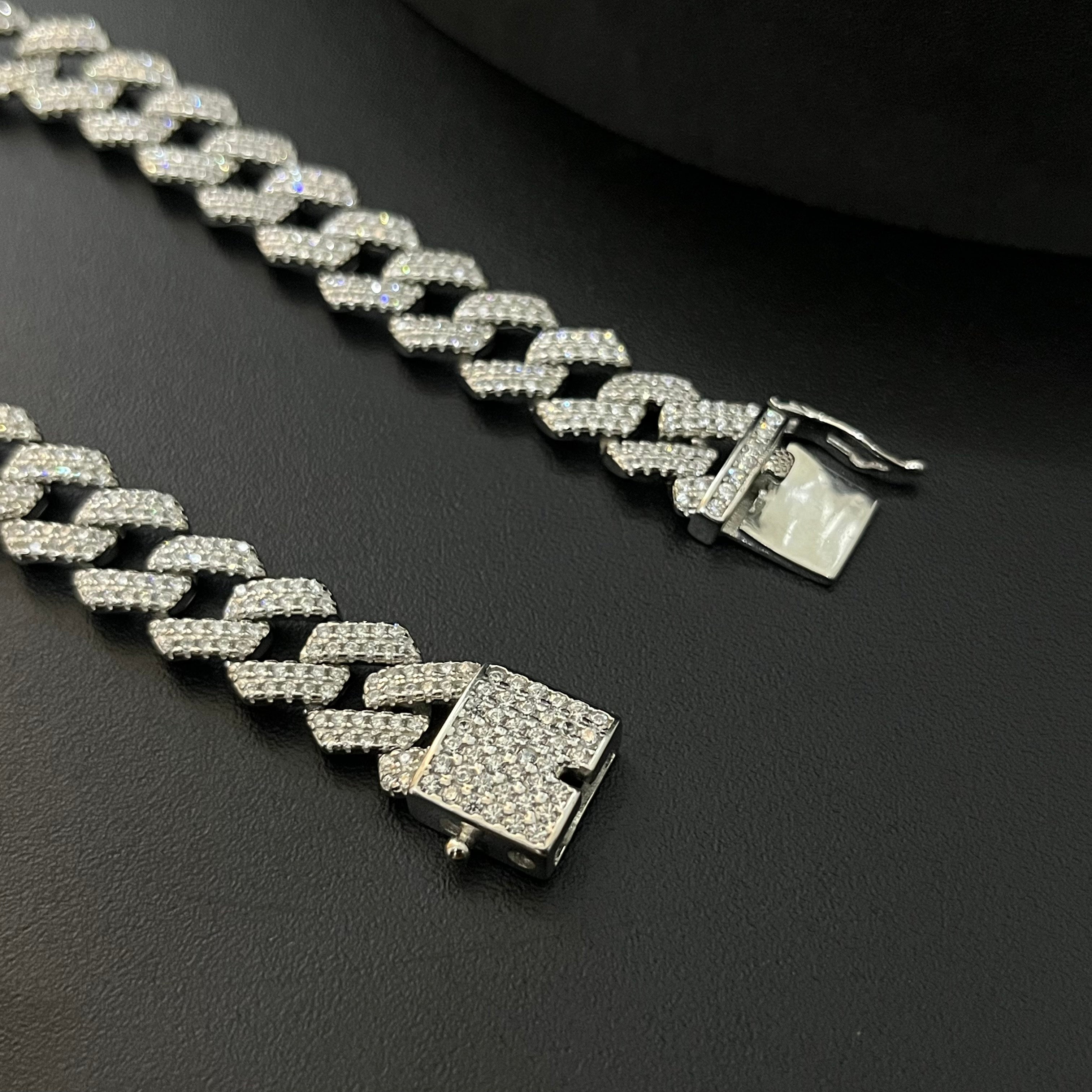 Silver Mens Cuban Bracelet Iced Premium