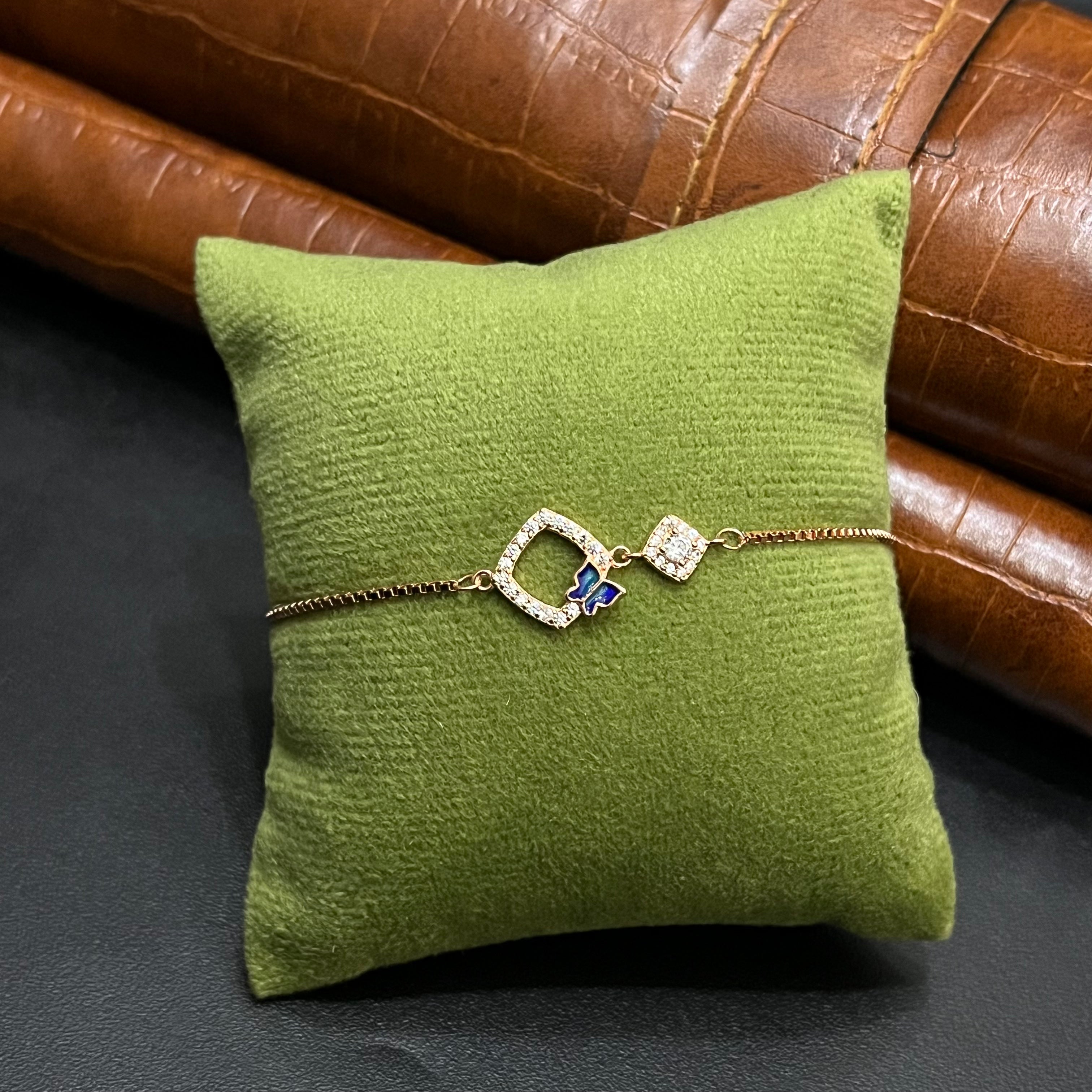 Silver Ladies Bracelet Royal Square Crystal Butterfly Rose Gold 925